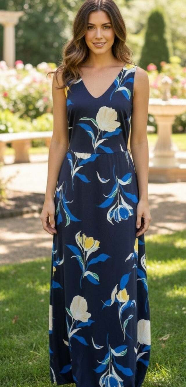 NWOT A New Day navy blue floral maxi sundress
